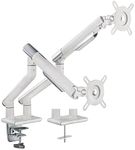 Brateck Premium Slim Aluminum Spring-Assisted Monitor Arm for Dual Monitor, Fix 17-32 Inch Monitor, White