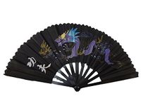 Fat-catz-copy-catz Large Ying-Yang Dragon Black Wood & Cotton Chinese Japanese Oriental Burlesque Dancing Fancy Dress Geisha Decorative Hand Fan 13"