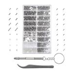 MMOBIEL 1000 Pcs Stainless Steel Micro Screws Nuts Washers Eyeglass Spectacles Sunglass Repair Set incl. Screwdriver and Metal Tweezer