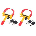 ABS INDUSTRY Anti Theft Car Wheel Tyre Lock Clamp Heavy Duty Protective Wheel Lock for Car Tire Security Clamp with Two Keys (Red & Yellow, Pack of 2)