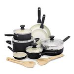 GreenPan CC002639-001 Rio PFAS Free Ceramic Non-Stick Cookware Pots and Pans Set, Black & Cream