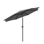 SONGMICS 2.7 m Garden Parasol Umbrella, UPF 50+, Sun Shade, 30° Tilt in 2 Directions, Crank Handle for Opening and Closing, for Outdoor Gardens Pool Balcony Patio, Base Not Included, Grey GPU27GY