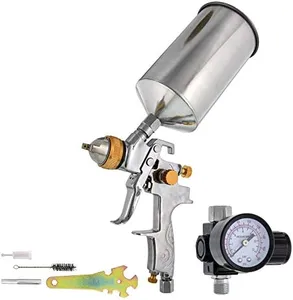 TCP Global® Brand Professional 1.3mm HVLP Spray Gun-gravity Feed-auto Paint Basecoat Clearcoat with Air Regulator (G6600-13)