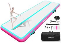 Tumble Track Mats for Gymnastics, Kids Air Gymnastics Mats for Tumbling Thick Inflatable Gymnastics Tumbling Track Mat 6.6/10/13/16.4/20ft Training Tumbling Mat with Electric Pump for Home/Water Fun