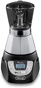 De'Longhi EMKP42.B Alicia PLUS Electric Moka Coffee Maker, 450 W, 2-4 Cups, Plastic, Black/Silver Black