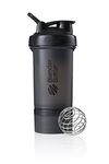 Blender Bottle ProStak - 22oz Protein Shaker Cup Water Bottle incl 150cc and 100cc Jar,Fashion Black,450 ml