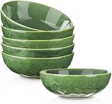 vicrays Ceramic Pasta Bowls Set, 32 Ounce Soup Bowls, Large Salad Bowls, Chip Resistant, Dishwasher Microwave Safe, Fluted stoneware Bowls for Kitchen, Serving Bowls, Set of 6 (Green)