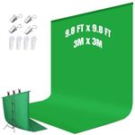 LDHHYH Green Screen Backdrop Kit, 9.8 FT x 9.8 FT/ 3M x 3M Collapsible Green Screen Portable Green Screen, Foldable Green Backdrop with 4 Clips & 4 Seamless Nails for Photo Studio Live Streaming