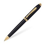 CROSS Townsend Black Lacquer Ballpoint Pen with 23CT Gold-Plated Appointments incl. Luxury Gift Box – Refillable Medium Ballpen