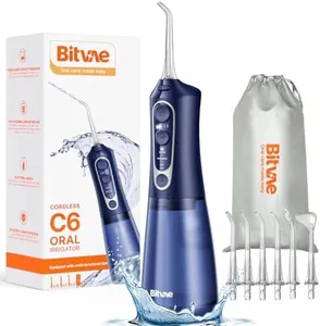 Bitvae C6 Cordless Water Dental Flosser for Teeth Cleaning Picks, Portable Flosser for Travel with 6 Jet Tips, IPX7 Waterproof USB Rechargeable Oral Irrigator Cleaner, Midnight Blue