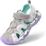 DREAM PAIRS Boys Girls Summer Outdoor Athletic Sport Sandals for Toddler/Little/Big Kid,Size 8 Toddler,Light Grey/Purple,SDAS2305K