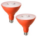 EDISHINE PAR38 Orange Flood Light Bulb, Dimmable Orange LED Light Bulb, 18W(120W Equivalent), Orange Flood Lights Bulb for Halloween/Christmas Decorations Outdoor, E26 Base, ETL Listed, 2 Pack