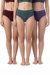 Van Heusen Women Hipster Panty - 100% Super Combed Cotton - Pack of 3 - Anti Bacterial, No Marks Waistband, Wicking_11101_Dark Assorted Solid_M