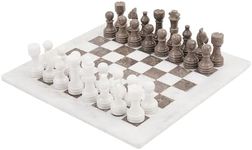 RADICALn 15 Inches Large Handmade White and Grey Oceanic Weighted Marble Full Chess Game Set for Adults Staunton and Ambassador Gift Style Tournament Chess Sets -Non Wooden -Non Glass -Not Backgammon