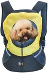 Ondoing Pet Backpack Carrier, Dog Puppy Cat Kitten Rabbit Front Carrier, Pet Travel Bag, Hands Free Pet Carrier for Traveling Hiking Camping Outdoor Use, Adjustable Comfortable Head Out Carrier Bag for Small Medium Dogs Cats Yellow M