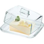 KADAX Glass Butter Dish with Lid and Handle, Transparent Butter Keeper, Rectangular Butter Container, Butter Plate, Butter Box, Butter Holder, Butter Tray