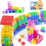 Apluses 45PCS Magnetic Blocks - Transparent Magnetic Cubes, Toddler Boy Toys, Magnetic Building Blocks, Sensory Autism Toys for Kids Ages 3+, Preschool Magnet Toys for 3-5 Year Old Boys and Girls