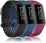 Vancle Bands Compatible with Fitbit Charge 4 Bands & Fitbit Charge 3 Bands, Soft Silicone Breathable Sport Band Replacement Wristbands with Air Holes for Charge 4 Charge 3 Charge 3 SE Fitness Tracker Women Men Small Large (003, 3PC(Black+Navy+Wine Red), Small)