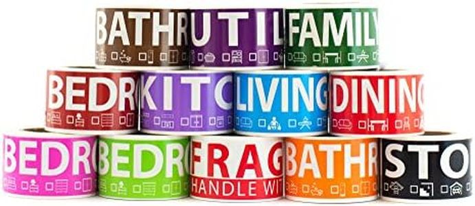 600 Home Moving Labels for 3 Bedroom House. 50 Labels per Room, 12 Color Coded Label Rolls. Fragile Label Included. for Moving Boxes, Moving Supplies, Wardrobe Boxes, Apartment Sticker