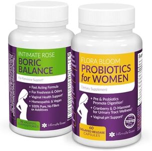 Intimate Rose Combo Pack! Flora Bloom Probiotics for Women (One Bottle) and Boric Balance Boric Acid (One Bottle) 2 Pack