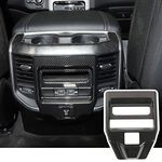 SQQP Carbon Fiber Center Console Rear Air Condition Outlet Vent Covers Fit for 2019-2023 Dodge RAM 1500