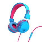 JLab JBuddies Studio Wired Kid Headphones, On-Ear, Cotton Candy, Volume Limited, Folding, Adjustable, Noise Isolation, with Mic