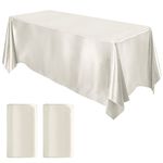 MCEAST 2 Packs Satin Tablecloth 102 x 58 Inches Rectangular Table Overlay Cover Bright Silk Tablecloth Smooth Fabric Table Decor for Wedding Banquet Table Decoration (Ivory)