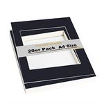 TUKA 20pcs A4 Frame Photo Mounts Picture Frame Mats for Frame Mounts Photo/Picture Mounts, Mounting Boards - Mount Size 15cm x 20cm - Frame Size A4 Size - Black, TKD9100-A4-20x