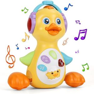 WolinTek Musicales Juguetes Niños 1 año, PequeñO Pato Amarillo Juguetes Bebes 6-12 Meses, Juguetes Musicales para Aprender a Gatear,con Música y Luces, Regalos de CumpleañOs para NiñOs de 0 a 3 añOs