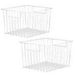 Mesh Storage Baskets - Pack of 2 | Wire Organiser Bins | Multi Purpose Wire Shelves | Bedroom, Kitchen or Bathroom Storage | Desk Organisation | M&W