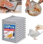 Kathuzz Two Layer Non-Scratch Dish Wash Cloth (10 Pack) Mesh Cloth for Kitchen Reusable Multipurpose Dishwashing Rags for Wet and Dry Cleaning Scrubber