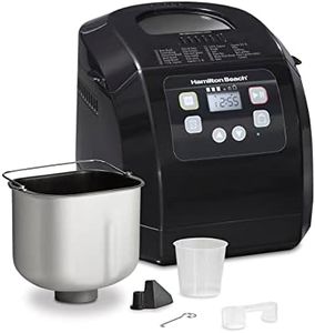 Hamilton Beach Bread Maker Machine, Digital, Programmable, 12 Settings + Gluten Free, Dishwasher Safe Pan + Kneading Paddle, 2 lb Capacity, Black (29982)