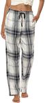 AjezMax Women Plaid Pyjama Trousers Bottoms 100% Cotton Micro-fleece Soft Winter Pajama Lounge Pants S54 Size M