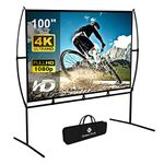 Projector Screen with Stand Foldable Portable Movie Screen（16：9）, HD 4K Double Sided Indoor Outdoor Projection Screen for Home Theater (100 Inch) …