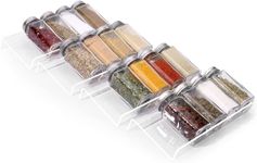 FEELING MALLClear Acrylic Spice Drawer Organizer, 4 Tier- 1 Set Expandable From 13" to 26" Seasoning Jars Drawers Insert, Kitchen Spice Rack Tray for Drawer/Countertop