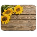 Three Sunflowers On The Wood Dish Drying Mat 18x24 inch Drying Pad Dish Drainer Mat Protector for Kitchen Countertops Counter