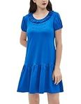 Women Girls Kids Blue Dress with Po