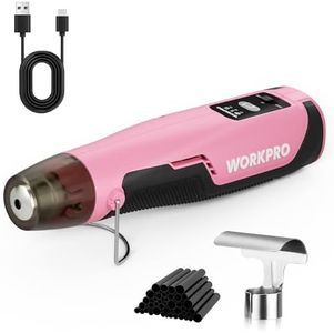 WORKPRO 7.2V Cordless Mini Heat Gun for DIY Crafts, 4000mAh Pink/Black, 1.5s Fast Heating, 3 Temp Settings (Cool/572°F/842°F), USB-C Rechargeable, Portable Hot Air Gun