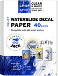Water Slide Decal Paper CLEAR White mixed, 8.5"X11", 40 SHEETS