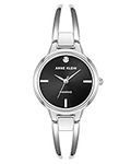 Anne Klein Women's Genuine Diamond Dial Bangle Watch, Silver/Black, Japanese