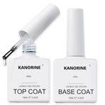 KANORINE 15ml Gel Polish Top and Base Coat set - No Wipe Gel Top Coat and Base Coat Gel Nail Polish Set 15ml, Soak Off Gel Polish Nail Art Manicure Salon DIY Glossy Shine Finish