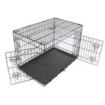 Greenbay Dog Puppy Cage Pet Crate Training Travel Carrier 2 Doors Metal Folding 24" Black