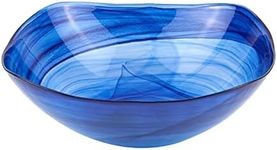 Badash Cobalt Blue Bowl Alabaster Glass Centerpiece Serving Bowl - 10” Diameter