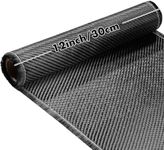 Frienda 1 Roll 5 ft x 12" Carbon Fiber Fabric Roll Pure Fabric Carbon Fiber Sheet 2 x 2 Twill Weave 3k/ 220g for Cars for Structural Reinforcement on Concrete Walls, Basements, Boats DIY Projects