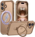 MOCCA Design for iPhone 16 Case with Magnetic Invisible Stand [Full Camera Protection] [Compatible with Magsafe] Military Drop Shockproof Translucent Matte Phone Case Cover 6.1",Brown