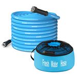 Kohree 50FT RV Water Hose, 5/8’’ Drinking Water Hose with Abrasion-Resistant Cover and Ergonomic Grip Aluminum Fittings, Lead Free, No Kink, Flexible Garden Hose for Camper Garden