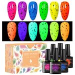 MEET ACROSS Glow in the Dark Gel Nail Polish 6 Colors Eggshell Luminous Gel Polish Set Soak Off UV Led Nail Polish Kit for Nail Art Salon Design Manicure Starter Set