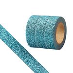 Glitter Washi Tape,3 Rolls 15mm Gold Decorative Tape, Craft Self Adhesive Stick On Sticky Glitter Trim Gold ，Supplies for DIY, Bullet Journal, Craft, Gift Wrapping, Scrapbooking (Dark blue)