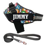 KIKA Pets Personalized Dog Harness with Padded Leash Belt | Dog Harness with Name | Customized Dog Vest Harness, Harness for Dogs Large Size (for 21-35 kgs) Groovy Emoji