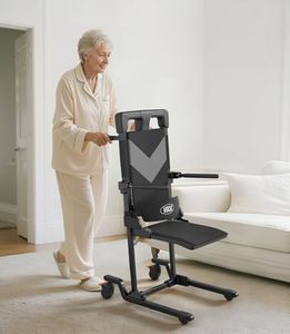 VOCIC Movable Electric Chair Lift with 4 Wheels, Portable Rolling Chair Lift with T-Stabilized Base, Short-Distance Transport, Help Stand from Floor for Seniors, Supports 350 LBS, AX35